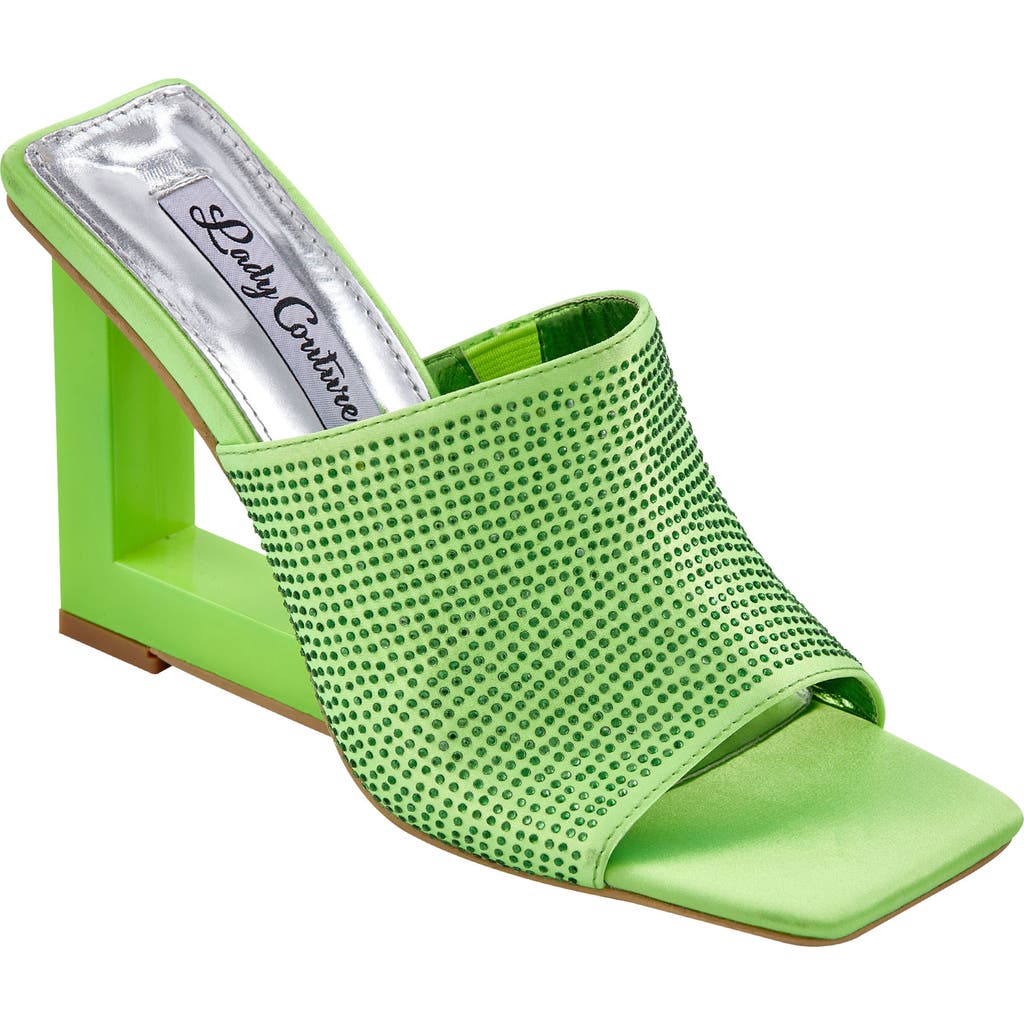 Shop Lady Couture Rhinestone Wedge Slide Sandal In Lime