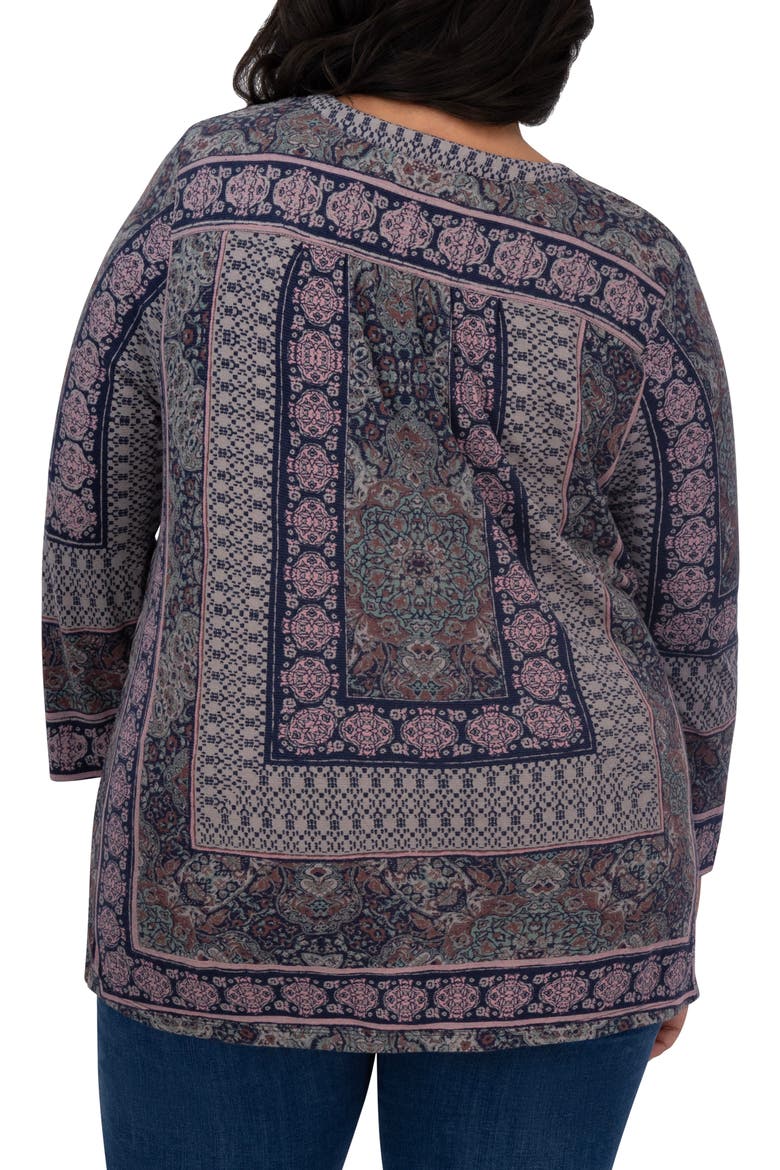 Border Print Top, Alternate, color, MAROON MULTI