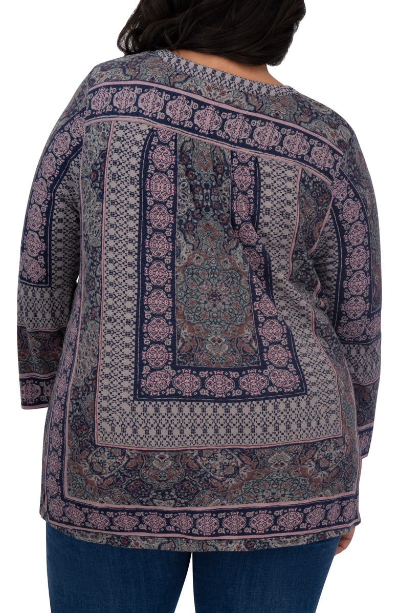 Lucky Brand Border Print Top, Alternate, color, Maroon Multi