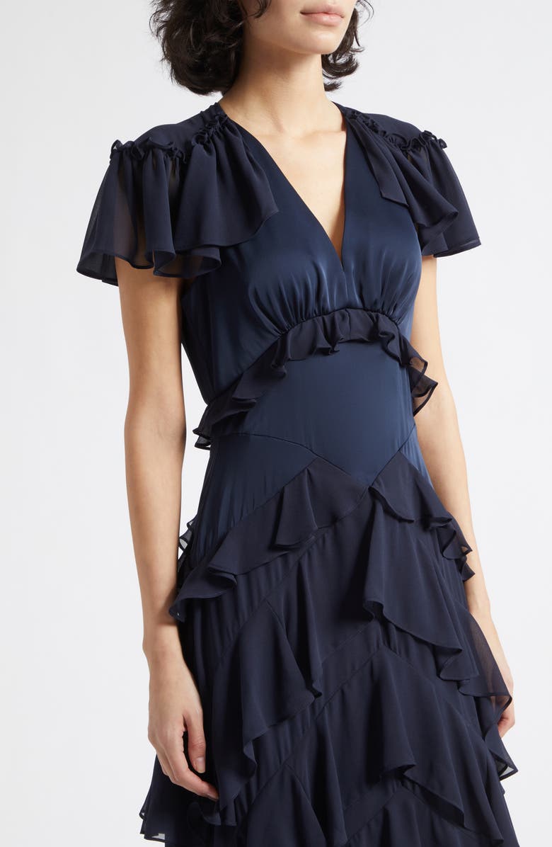 Cinq à Sept Tatum Ruffle Maxi Dress, Alternate, color, Navy