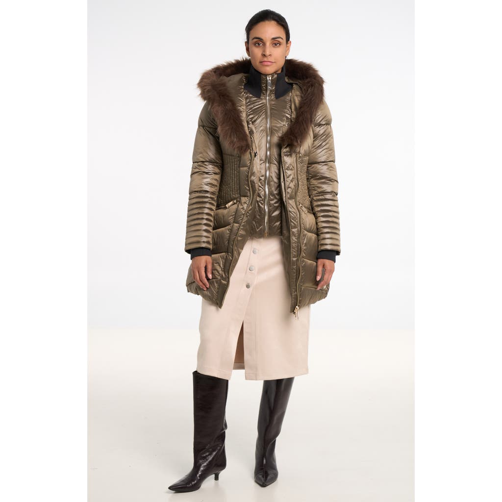 Noize Gigi-el Faux Fur Trim Hooded Parka In Brown