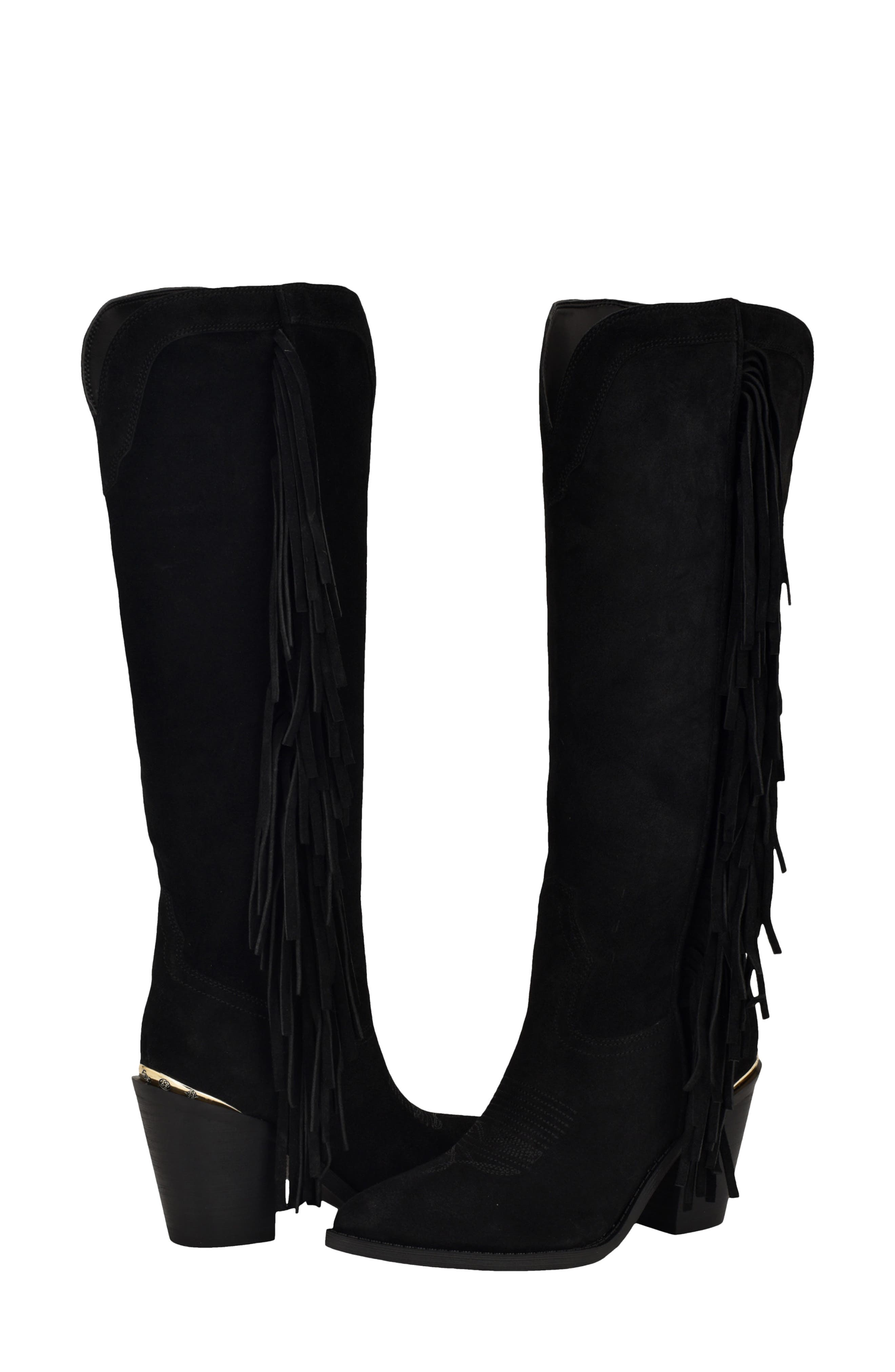 GUESS Sashlee Pointed Toe Western Boot, Alternate, color, Black