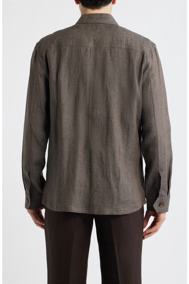 Relaxed Fit Linen Overshirt, Alternate, color, DARK BROWN