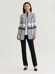 Misook Monochrome Jacquard Knit Jacket