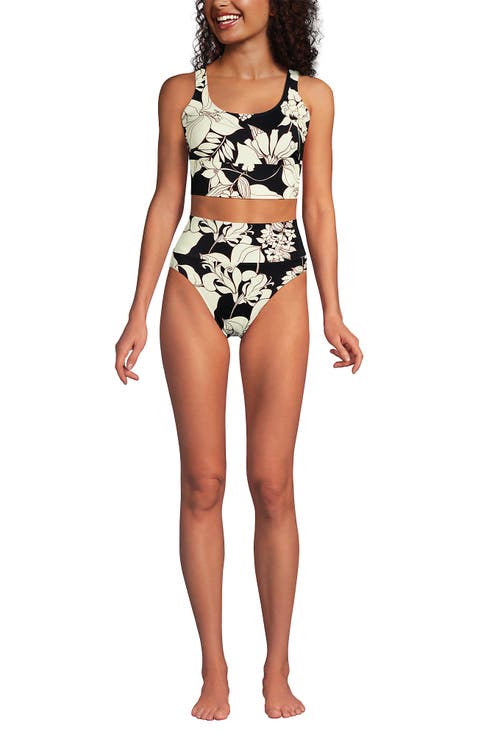 Tugless Tankini Top and High Waisted Bottom Swimsuit Set