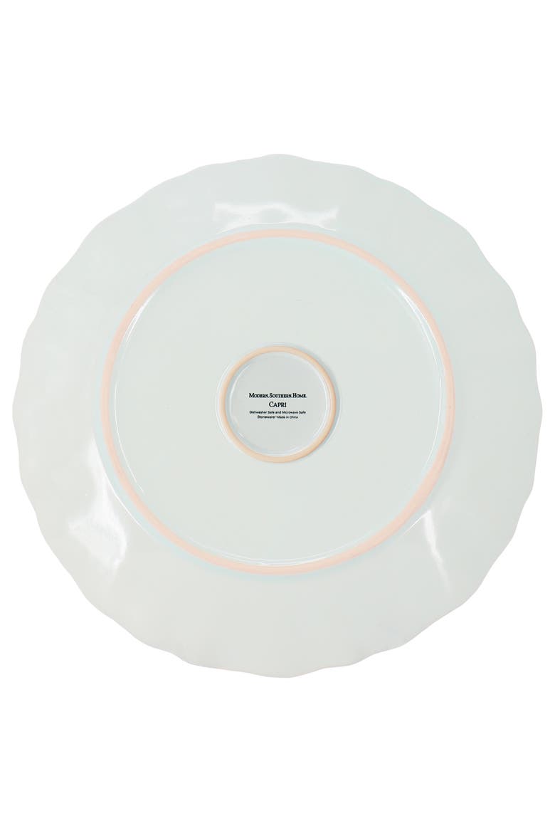 Capri 6 piece 11in Stoneware Embossed Dinner Plate Set, Alternate, color, Egg Blue