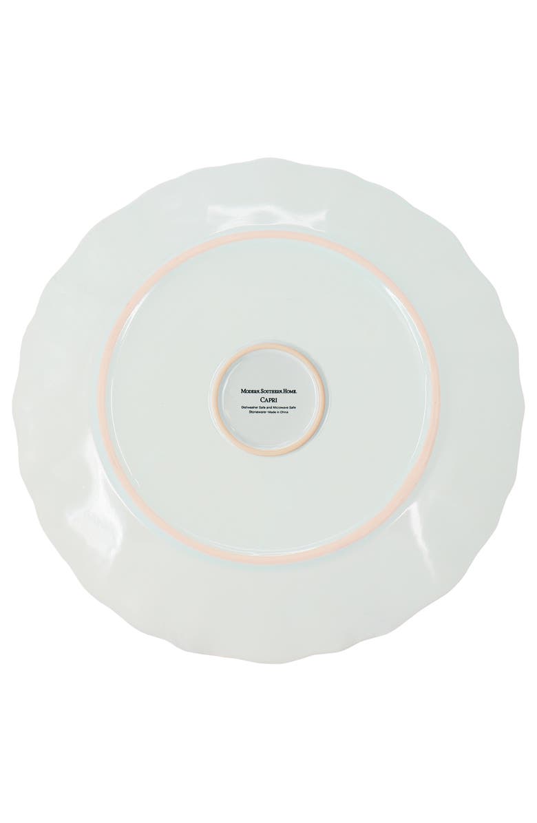 Modern Southern Home Capri 6 piece 11in Stoneware Embossed Dinner Plate Set, Alternate, color, Egg Blue