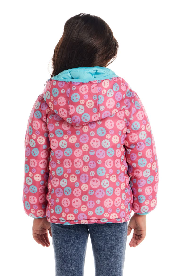 Kids' Reversible Puffer Jacket, Alternate, color, PINK SMILEY