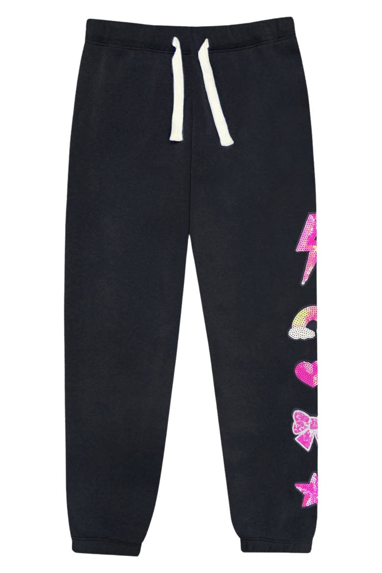 Kids' Cloud Soft Sequin Icon Sweatpants, Main, color, BLACK MULTI