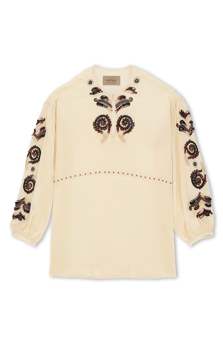 Fortela Allegra Embroidered Silk Shirt, Main, color, Milk