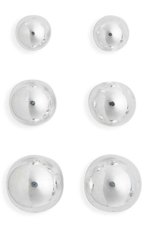 Set of 3 Graduated Orb Stud Earrings
