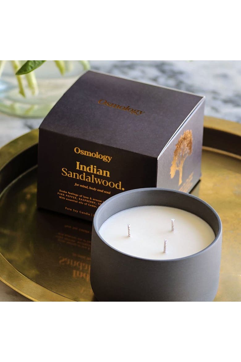 Indian Sandalwood Scented Triple Wick Candle, Alternate, color, black