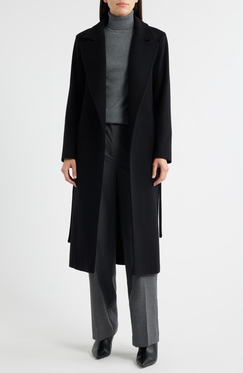 Fleurette Shane Wool Wrap Coat, Alternate, color, Black