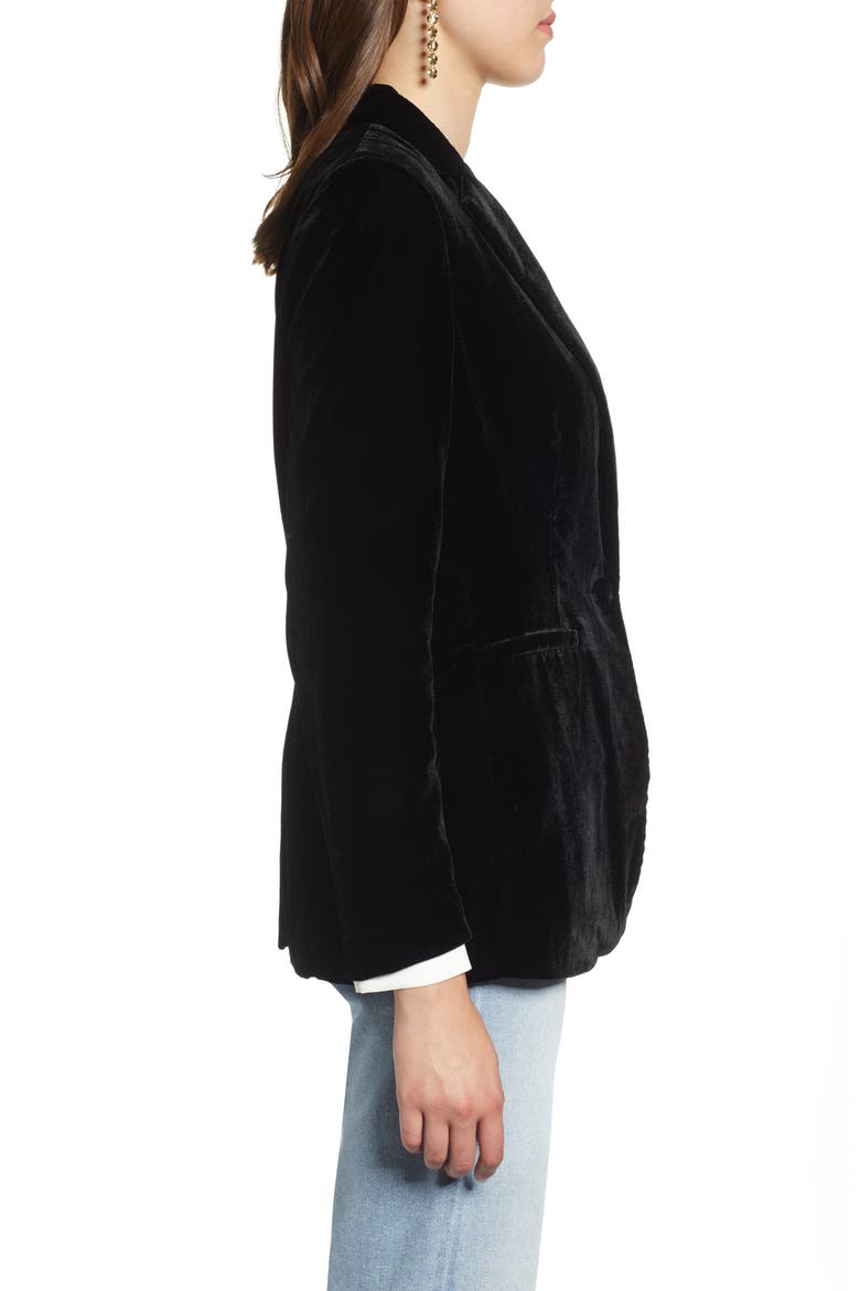 Velvet Blazer, Alternate, color, BLACK