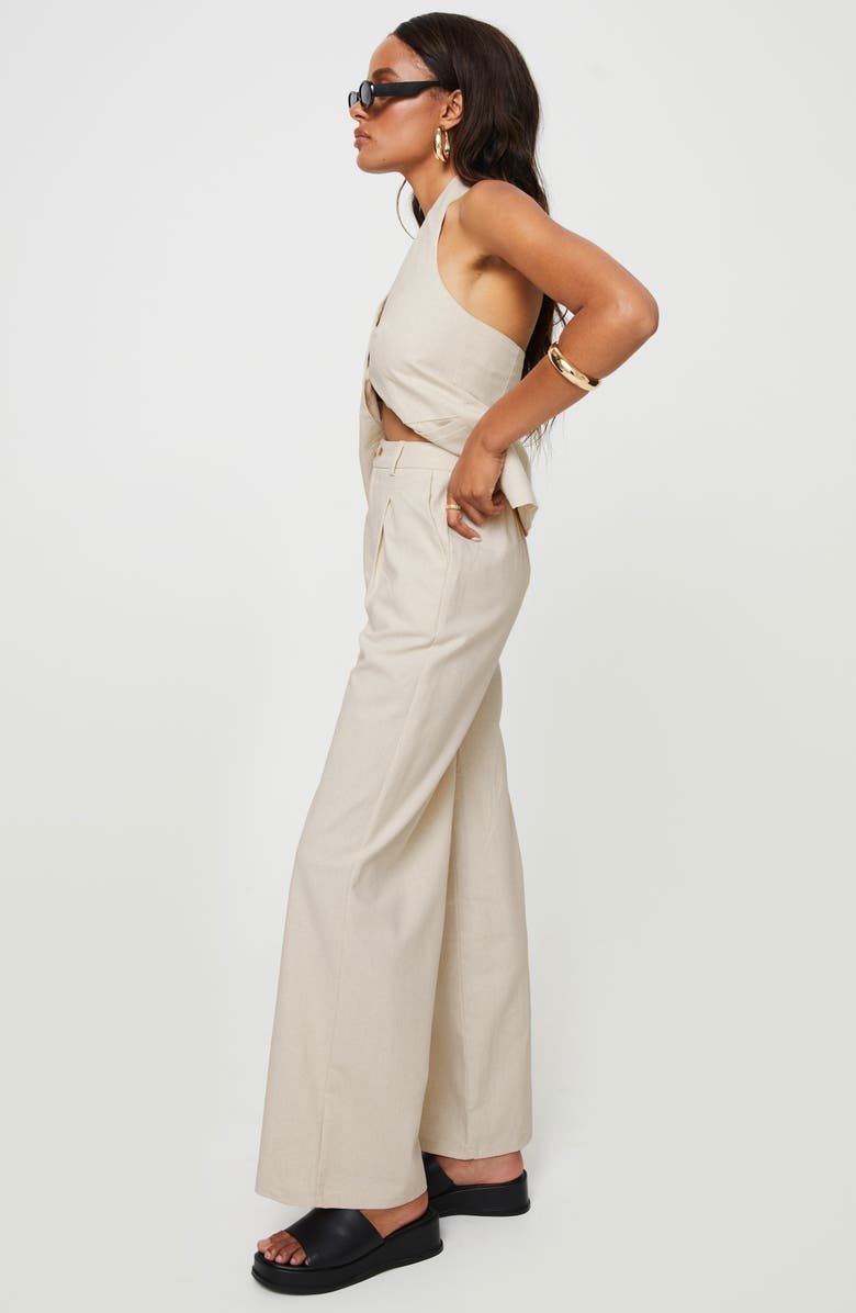 Princess Polly Cassiopeia Vest & Wide Leg Pants Set, Alternate, color, Light Beige