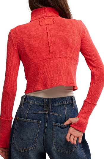 Midnight Stretch Cotton Half Zip Crop Top