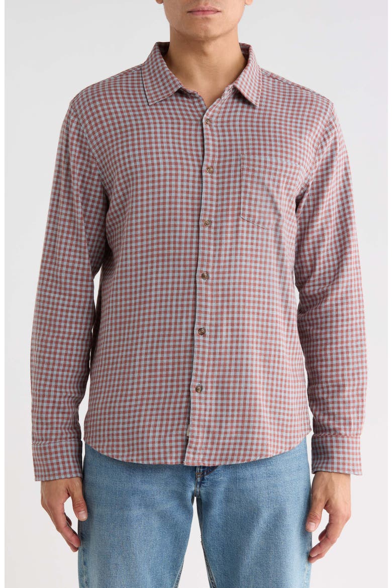 Classic Gingham Check Stretch Cotton Selvage Button-Up Shirt, Alternate, color, BURGUNDY/ BLUE GINGHAM