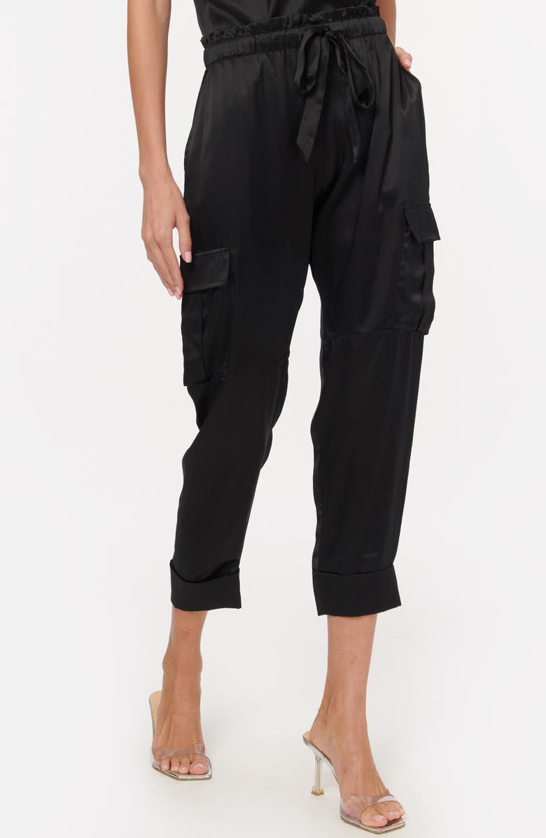 CAMI NYC Carmen Silk Blend Drawstring Pants, Alternate, color, Black