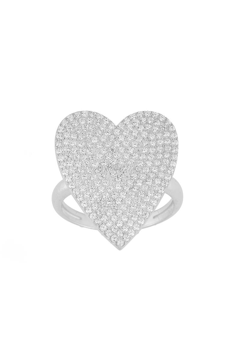 SPHERA MILANO Sterling Silver & CZ Heart Ring, Alternate, color, Silver