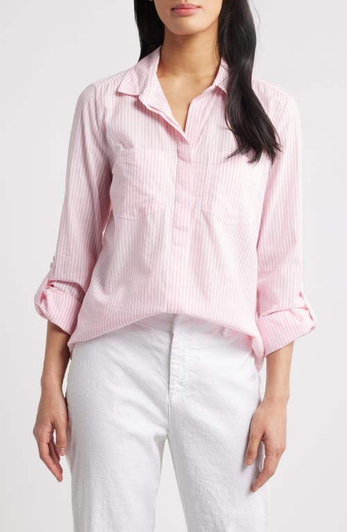 BEACHLUNCHLOUNGE BEACHLUNCHLOUNGE STRIPE COTTON & MODAL BUTTON-UP SHIRT