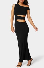 bebe One Shoulder Maxi Dress