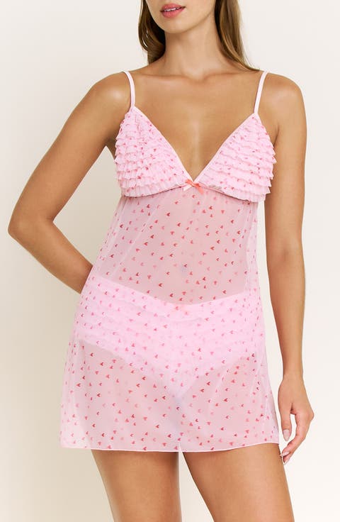 Rumba Floral Ruffle Sheer Chemise