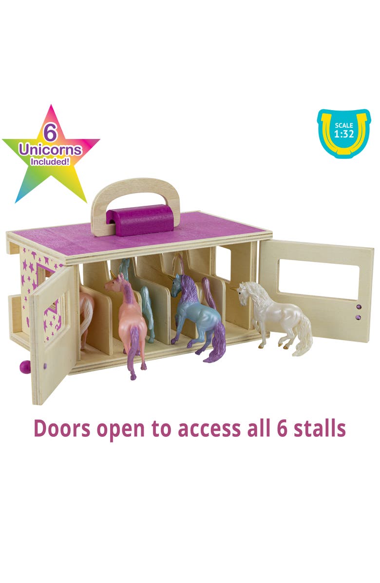 Breyer Horses Unicorn Magic Wooden Stable Playset with 6 Unicorns, 132 Scale, Alternate, color, Multicolored