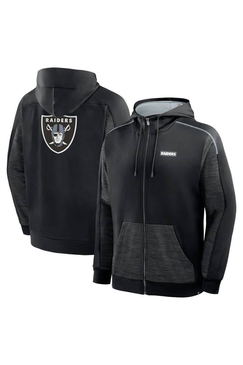 Men's Fanatics Black Las Vegas Raiders Checkdown Pass Full-Zip Hoodie, Main, color, Black