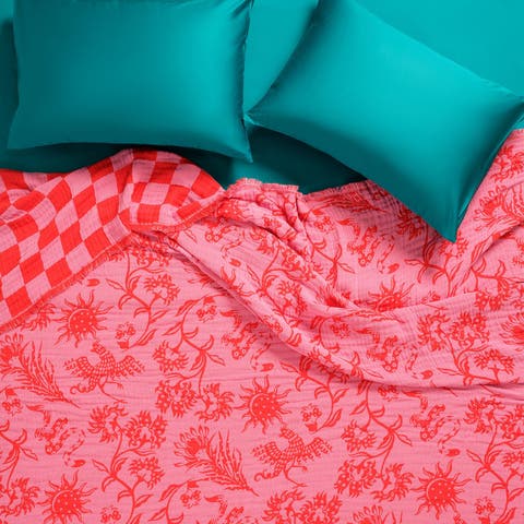 Costa Fringed Jacquard 102.5" x 94.5" Statement Bedding