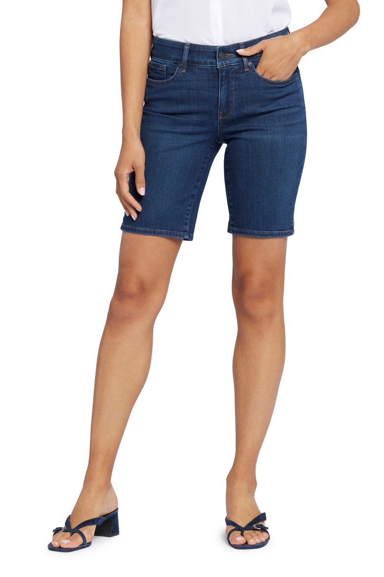 Ella Side Slit Denim Shorts, Main, color, PALACE