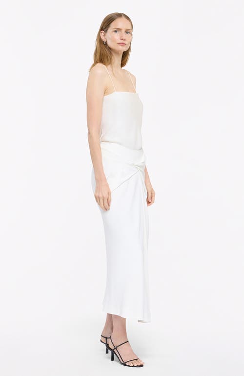 Another Tomorrow Asymmetrcal Twist Crepe Skirt In Off White