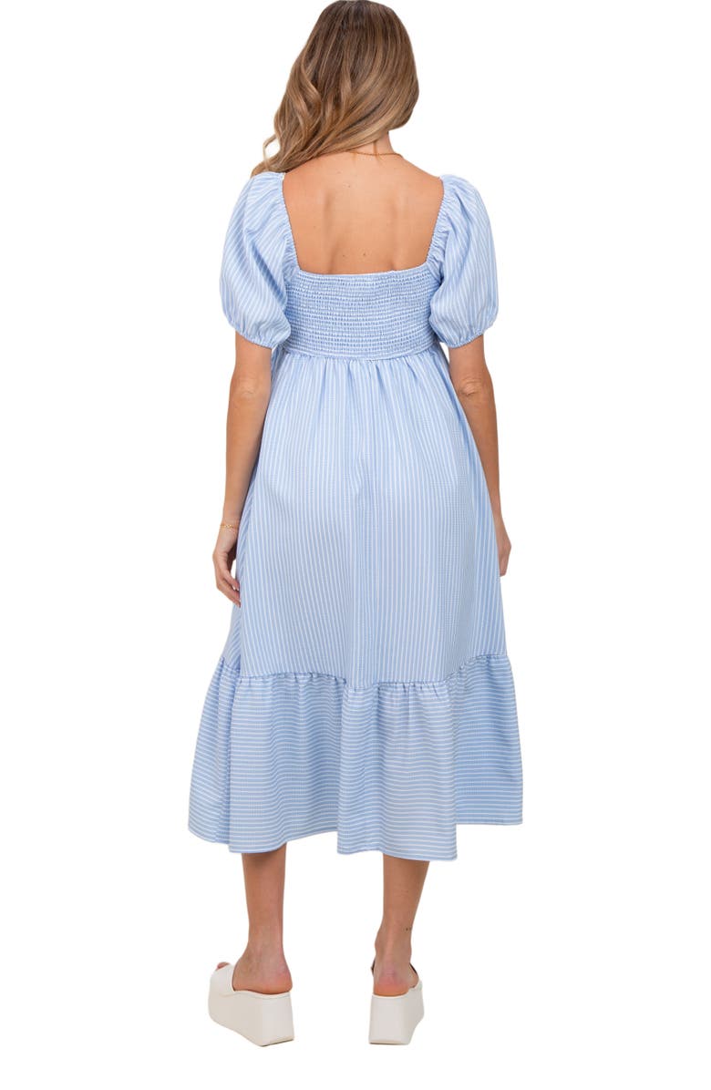 PinkBlush Sweetheart Stripe Smocked Back Midi Dress, Alternate, color, Light Blue