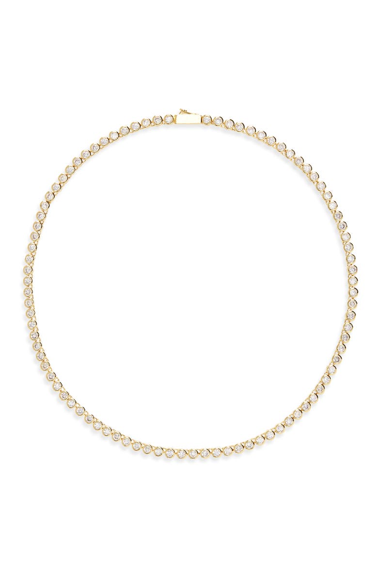 Mali Cubic Zirconia Tennis Necklace, Main, color, GOLD