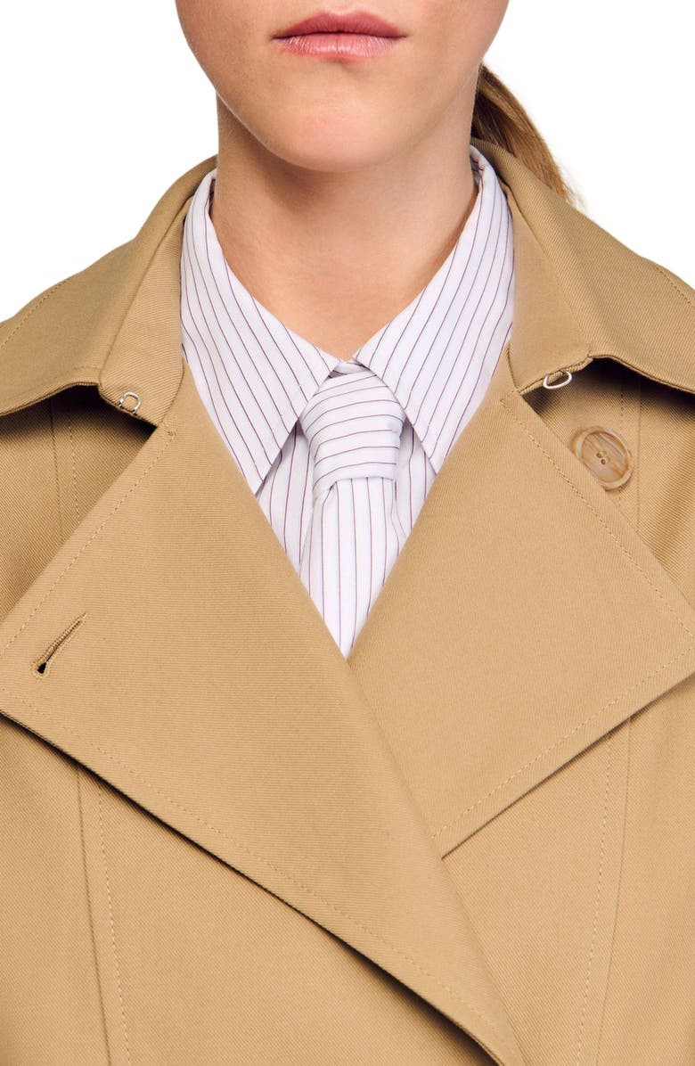 SANDRO Short oversized trench coat, Alternate, color, Beige