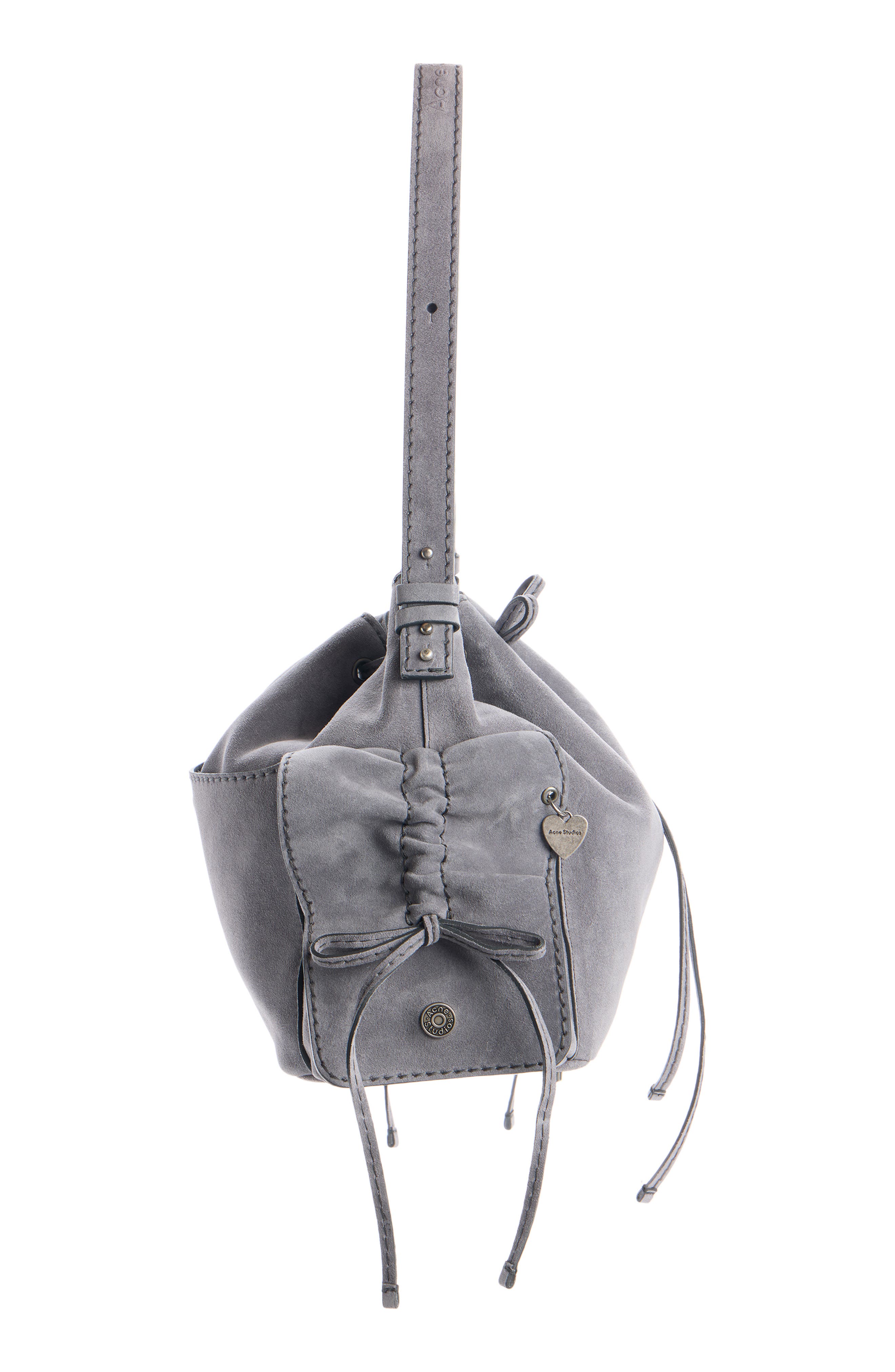 Multipocket Suede Bucket Bag, Alternate, color, COLD GREY