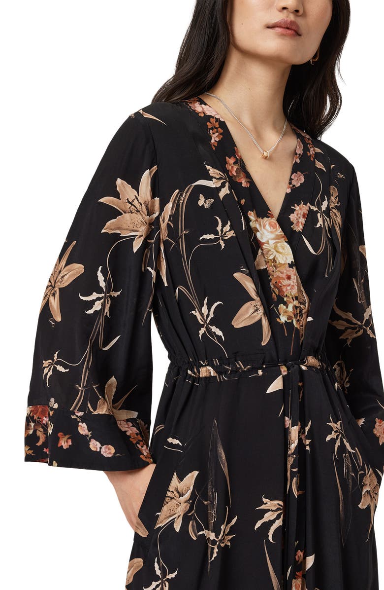 AllSaints Diana Floral Wrap Maxi Dress, Alternate, color, Petra Sepia Brown