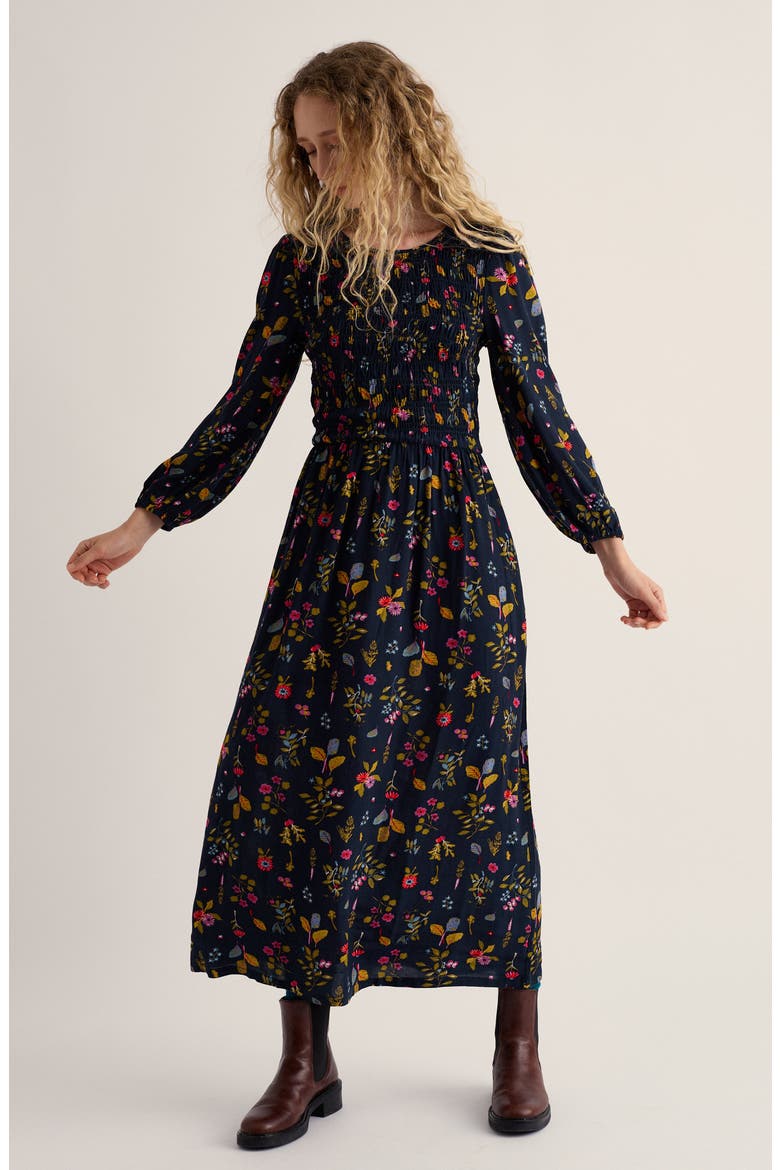Meadowsweet Smocked Midi Dress, Alternate, color, FLORA STUDY MIX