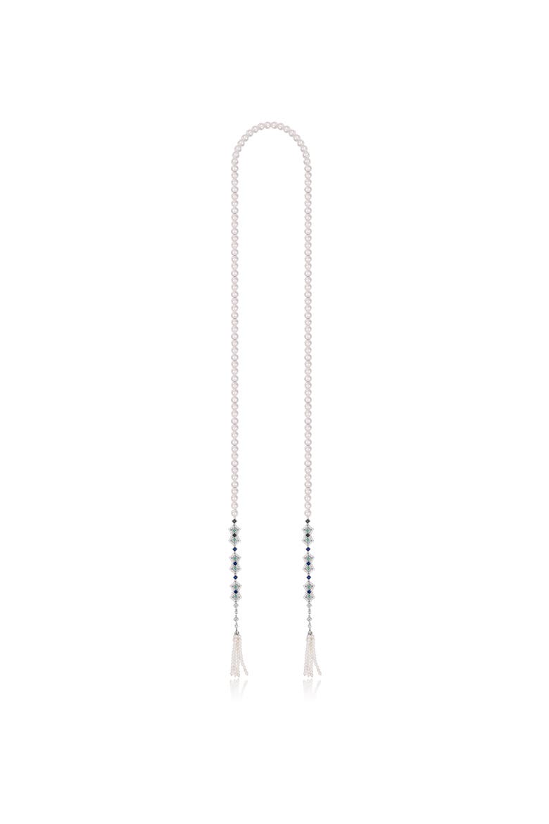 Art Deco Long Necklace, Main, color, Silver