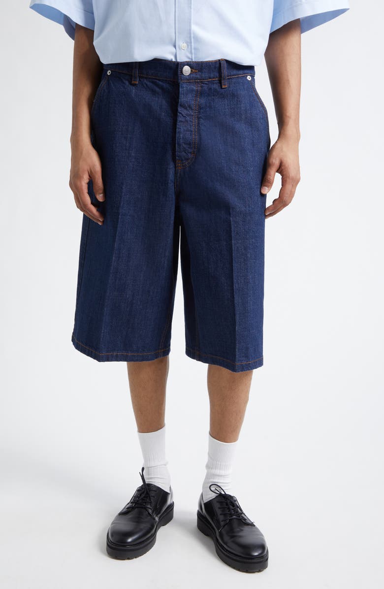 AMI PARIS Loose Fit Denim Bermuda Shorts, Main, color, Indigo