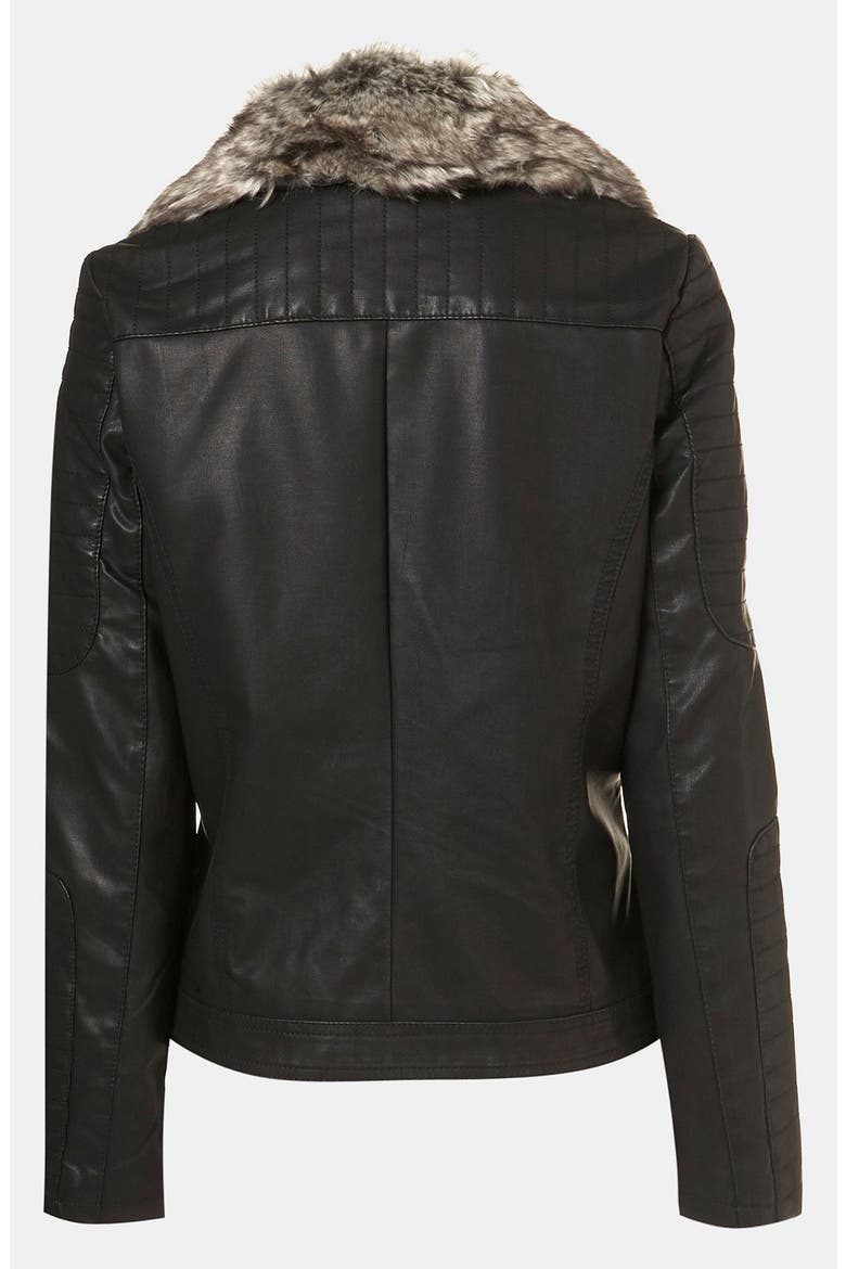 'Maddox' Faux Leather Maternity Jacket, Alternate, color, BLACK