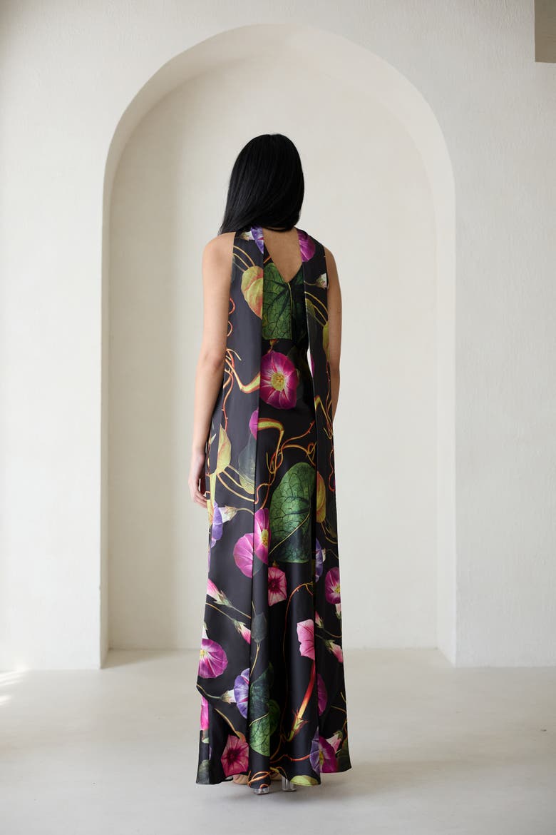 Catalina Silky Gown In Rafflesia, Alternate, color, Rafflesia Noir