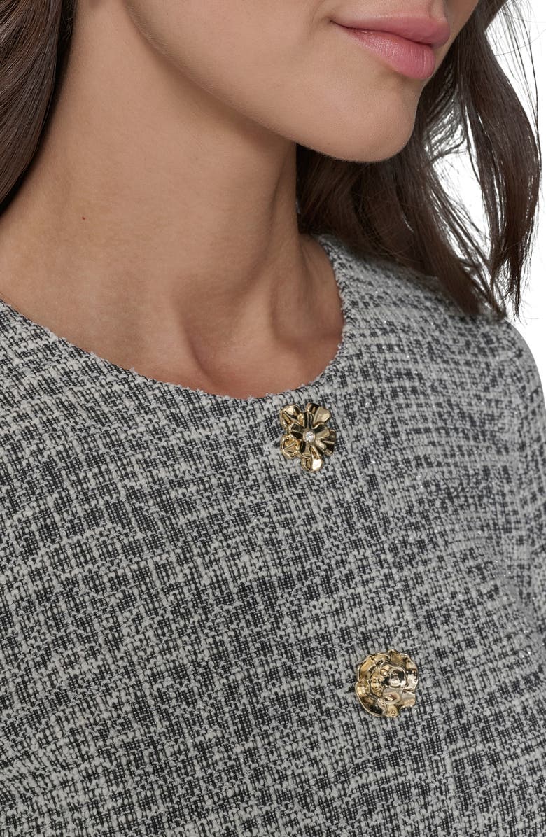 KARL LAGERFELD PARIS Flower Tweed Minidress, Alternate, color, Black Soft White