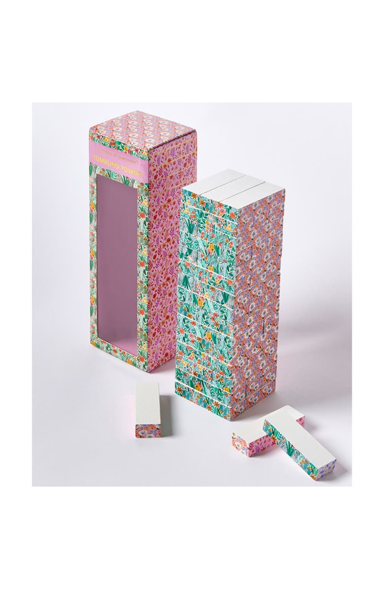 Journey of Something Floral Tumbling Tower, Classic Wooden Blocks Stacking Game, Alternate, color, Multicolored