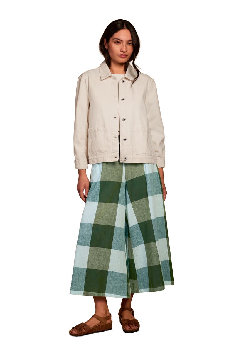 Wide Leg Ankle Grazer Culottes, Alternate, color, Green Multi Check
