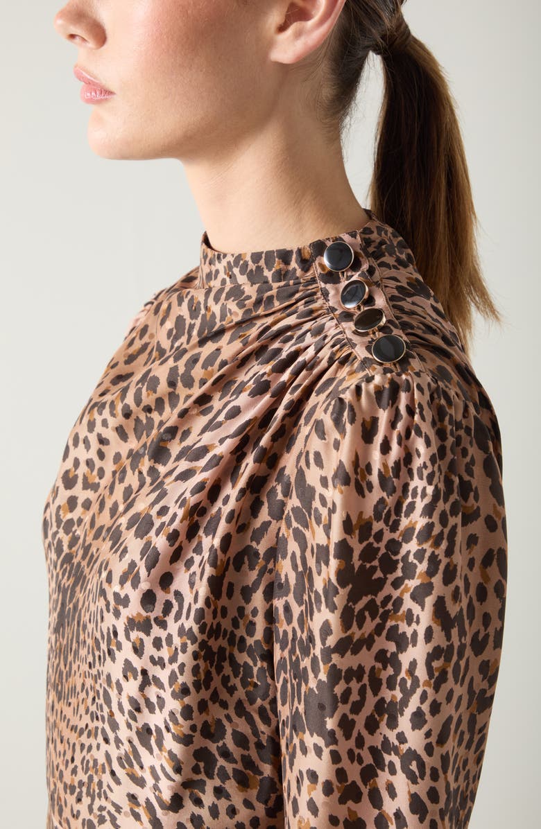 LK Bennett Samantha Print Long Sleeve Midi Dress, Alternate, color, Brown