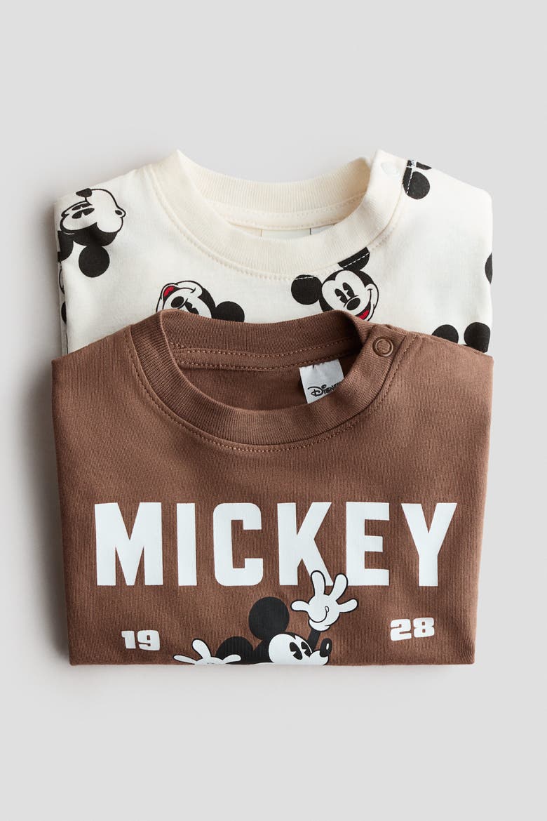 2-pack Printed T-shirts, Alternate, color, Brown/Mickey Mouse