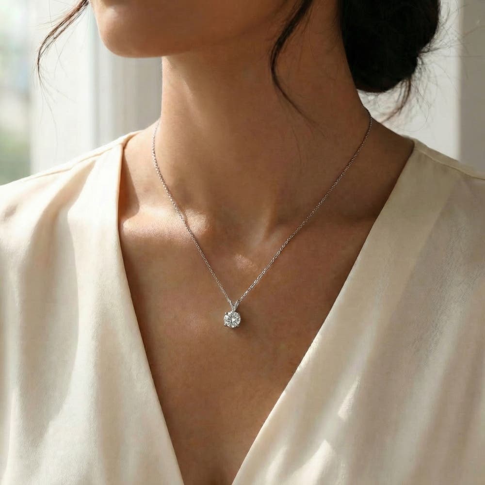 Женские аксессуары Bliss Diamond 1Ct Solitaire Diamond Pendant 14k Gold Lab Grown 18" Necklace — фото 6