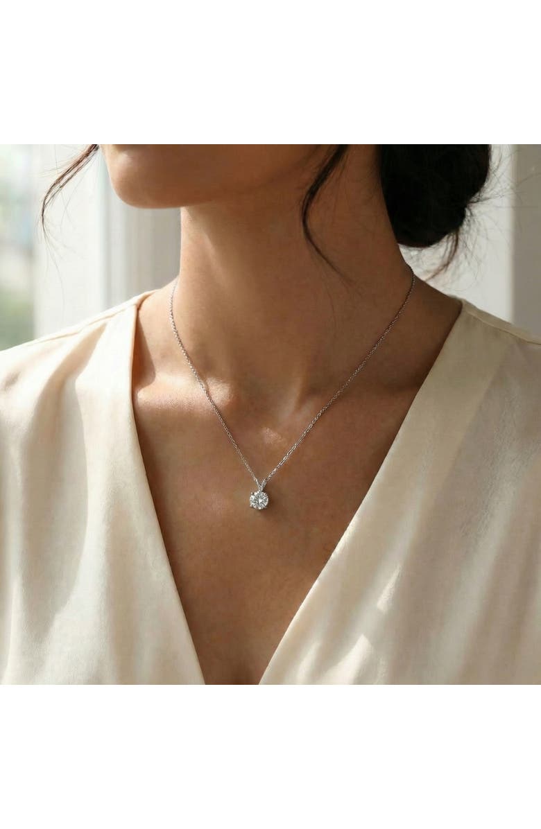 Bliss Diamond 1Ct Solitaire Diamond Pendant 14k Gold Lab Grown 18" Necklace, Alternate, color, 14K White Gold