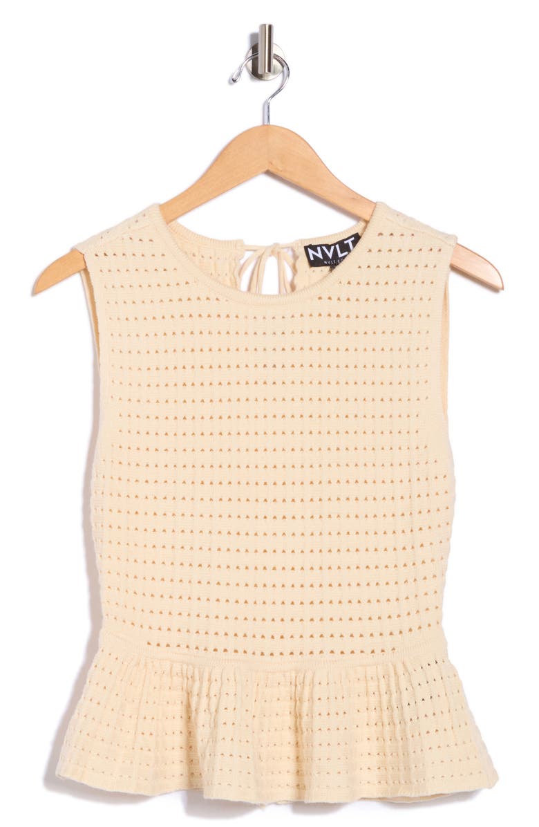 NVLT Open Stitch Sleeveless Peplum Sweater, Main, color, Cream
