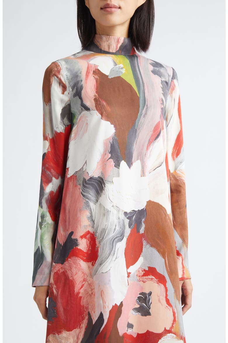 Paint Print Long Sleeve Dress, Alternate, color, MY GARDEN